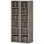 HOMCOM Lot de 2 étagères colonnes armoire de rangement CD-DVD 12 compartiments 21 x 22,5 x 88,5 cm capacité 204 CD gris
