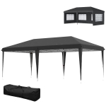 Outsunny Tonnelle pop-up pliante - tente de réception - 3 x 6 m 3 cotés démontables noir