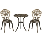 Outsunny Ensemble bistrot pour jardin en aluminium salon de jardin 3 pièces 2 chaises + table ronde imitation fer forgé