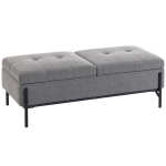 HOMCOM Opbergbank van linnen, bedbank met 2 compartimenten, klapdeksels en extra dikke bekleding, 117 x 50 x 44 cm