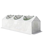Outsunny Serre de jardin mini serre 3 fenêtres enroulables couverture en PE haute densité 140 g/m² 180 x 60 x 60 cm blanc
