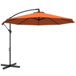 Outsunny 3 m Cantilever Parasol with Cross Base, Offset Outdoor Umbrella with Crank Handle, Hanging Sun Shade, Orange