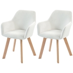 HOMCOM Lot de 2 chaises de salle à manger Fauteuil Assise rembourrée en tissu effet velours Pieds en bois, crème