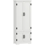 HOMCOM Buffet de cuisine armoire de cuisine contemporaine multi-rangements 2 placards 3 étagères MDF panneaux particules blanc