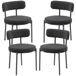 HOMCOM Lot de 4 chaises de salle à manger avec dossier en tissu pieds en acier 51 x 51 x 76 cm noir