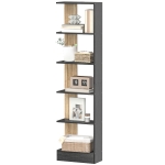 HOMCOM Bibliothèque Étagère de Rangement avec 5 Compartiments Ouverts 45 x 21 x 170 cm Noir et Chêne