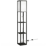 HOMCOM Floor Lamp with Shelves, 3 Layer Column Modern Standing Lamp for Living Room, Bedroom, Office, Black