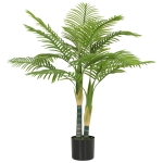 HOMCOM Artificial Palm Tree with 14 PEVA Leaves, 120cm Decorative Artificial Plant with Pot and Moss Effect, Green