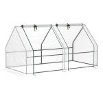 Outsunny Portable Mini Greenhouse, Outdoor Garden with Large Zipper Doors and Water/UV PE Cover, 6' x 3' x 3', White