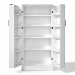 Multifunktionaler Küchenschrank, Doppeltür mit Staufach, 60x35x128 cm, Weiß