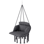 Outsunny Chaise suspendue avec grand coussin rembourré hamac fauteuil suspendu à franges kit de suspension 80 x 60 x 40 cm gris foncé