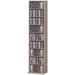 HOMCOM Rangements pour CD et DVD 9 compartiments et 6 étagères réglables capacité max. 260 CD/120 DVD 33 x 24 x 140 cm bois naturel