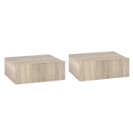 HOMCOM Set of 2 Wall-Mounted Nightstands - Set of 2 Nightstands - Sliding Drawer, Top Surface - Particleboard Light Oak Finish