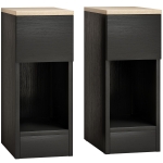 HOMCOM Set of Two Modern Storage Bedside Tables - Black
