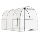 Outsunny Polytunnel Greenhouse Walk-in Grow House with Plasric Cover, Door, Mesh Window and Steel Frame, 3 x 2 x 2m, Clear