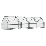 Outsunny Mini Serra da Giardino a 4 Porte Arrotolabili con Copertura Allungata, in Acciaio e PE, 360x90x90 cm, Trasparente