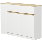 HOMCOM Buffet meuble de rangement avec 2 tiroirs 3 étagères ouvertes et placard 2 portes 110 x 29,5 x 82 cm blanc