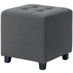 HOMCOM Repose pied salon, ottoman, siège rembourré capitonné en tissu aspect lin avec poche latérale, 35 x 35 x 35 cm, gris