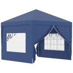 Outsunny 3 x 3 m Garden Pop Up Gazebo, Wedding Party Tent Marquee, Water Resistant Awning Canopy with Sidewalls, Windows, Carry Bag, Blue