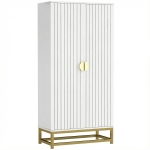 HOMCOM Armoire de cuisine meuble cuisine rangement avec 12 étagères à portes, étagères ajustables, 58x29x119,5cm, blanc