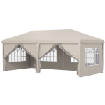 Outsunny Tonnelle de jardin exterieur 6x3m tonnelle pliante avec Parois Anti UV Hauteur Réglable avec Sac de Transport beige