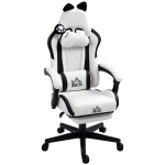 HOMCOM Chaise gaming ergonomique avec Oreilles de Chat, fauteuil gamer avec dossier inclinable, 65 x 62 x 124 cm, blanc