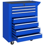 DURHAND Carrinho de Ferramentas com 7 Gavetas Carrinho de Oficina com Fechadura Pega 2 Rodas com Travão 69x33x75 cm Azul