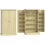Homcom despensa 104 cm, 12 Portaespecias, Estantes Ajustables, Madera Natural