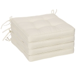 Outsunny Conjunto de Cojines para Sillas de Comedor y Jardín Impermeable con 2 Amarres de Fijación 42x42x5 cm Crema