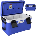 Outsunny 42.6L Insulated Cool Box, Lightweight Portable Ice Cooler with Handle, Lid and Drain Valve, Dark Blue
