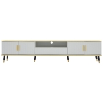 Modern TV Entertainment Center with 4 Doors & Drawer, Spacious TV Stand for Living Room or Bedroom, 200L x 40W x 46H cm, White