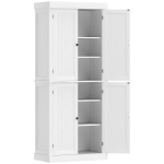 HOMCOM Mobile Cucina Alto con 6 Ripiani Regolabili e 2 Ante in Legno, 76x40.5x184 cm, Bianco