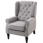 HOMCOM Fauteuil de salon capitonné avec assise large, pieds en bois, style classique, grand confort, 74 x 86 x 102 cm, gris