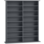 HOMCOM Libreria per CD e DVD con 16 Scomparti e 12 Ripiani Regolabili, Capienza Max. 720 CD/396 DVD e Blu-ray, Grigio