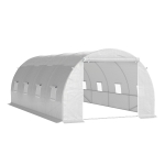 Outsunny Invernadero de Túnel 6x3x2m Invernadero de Terraza con 8 Ventanas Cubierta de Polietileno 140 g/m² Marco de Acero Blanco