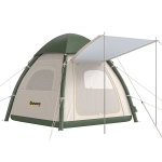 Outsunny Inflatable Camping Tent with Rainfly, 3 Man Air Tent 3000mm Waterproof Blow Up Tents, Beige