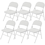 HOMCOM Lot de 6 chaises pliantes chaises de salle à manger portables cadre en acier 45 x 46 x 78 cm blanc
