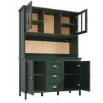 Smart Storage Cabinet with 4 Doors & 3 Drawers, Tall Sideboard with App-Controlled USB LED Lighting, 120L x 40W x 179H cm, Green