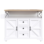 Mobile Kitchen Island with Drop-Leaf Table and Multi-Tier Snack Shelves, Serving Cart with App-Controlled LED, 120L x 72W x 98H cm, White