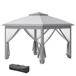 Outsunny Tonnelle 3 x 3 m barnum de jardin Pop-up tente pliant double toit 4 moustiquaires zippées amovibles + sac de transport
