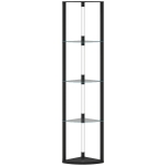 HOMCOM LED Floor Lamp with Shelves, Dimmable Standing Lamp with Foot Switch for Living Room, Bedroom, Black