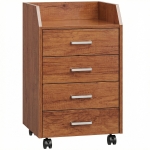 Vinsetto Cajonera de Escritorio con Ruedas Cajonera de Oficina con 4 Cajones Archivador Móvil para Estudio 40x36x65 cm Marrón