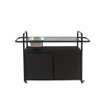 Outdoor-Barwagen mit Eisbehälter, abschließbare Rollen, für Garten, Poolbereich und Hinterhof, 131x50x91 cm, Schwarz