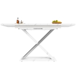 Extendable Dining Table with Locking Silent Metal Guide Rails, Space-Saving Table for 6 to 8 People, 118-157L x 75W x 76.5H cm, White