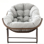 Schaukel-Eiersessel mit dickem Sitzkissen, Indoor & Outdoor Comfy Rocker Chair, 111x94.5x80 cm, Hellgrau