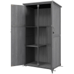 Outsunny Armoire de jardin, abri jardin sur pied, avec 2 étagères, toit incliné et bitumé, en bois massif, 90x54,5x168,5cm, gris