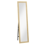 HOMCOM Miroir sur pied mural ou à poser rectangulaire avec cadre en bois pour salon chambre à coucher 37 x 155 cm marron clair