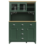 Farmhouse Style Sideboard with Spacious Shelves and Drawers, Versatile Storage Cabinet with Drink Holders, 104L x 40W x 180H cm, Green
