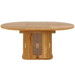 Extendable Dining Table with Hidden Storage and Glass Doors, Round Kitchen Table for 6 People, 118-158L x 118W x 77H cm, Walnut