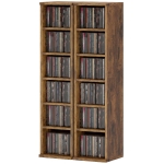HOMCOM Lot de 2 étagères colonnes armoire de rangement CD-DVD 12 compartiments 21 x 22,5 x 88,5 cm capacité 204 CD marron